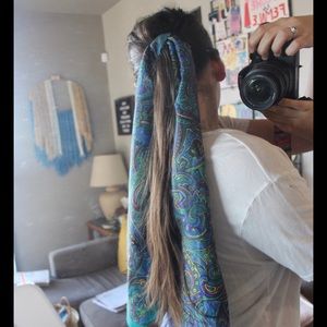 green&blue paisley silk scarf